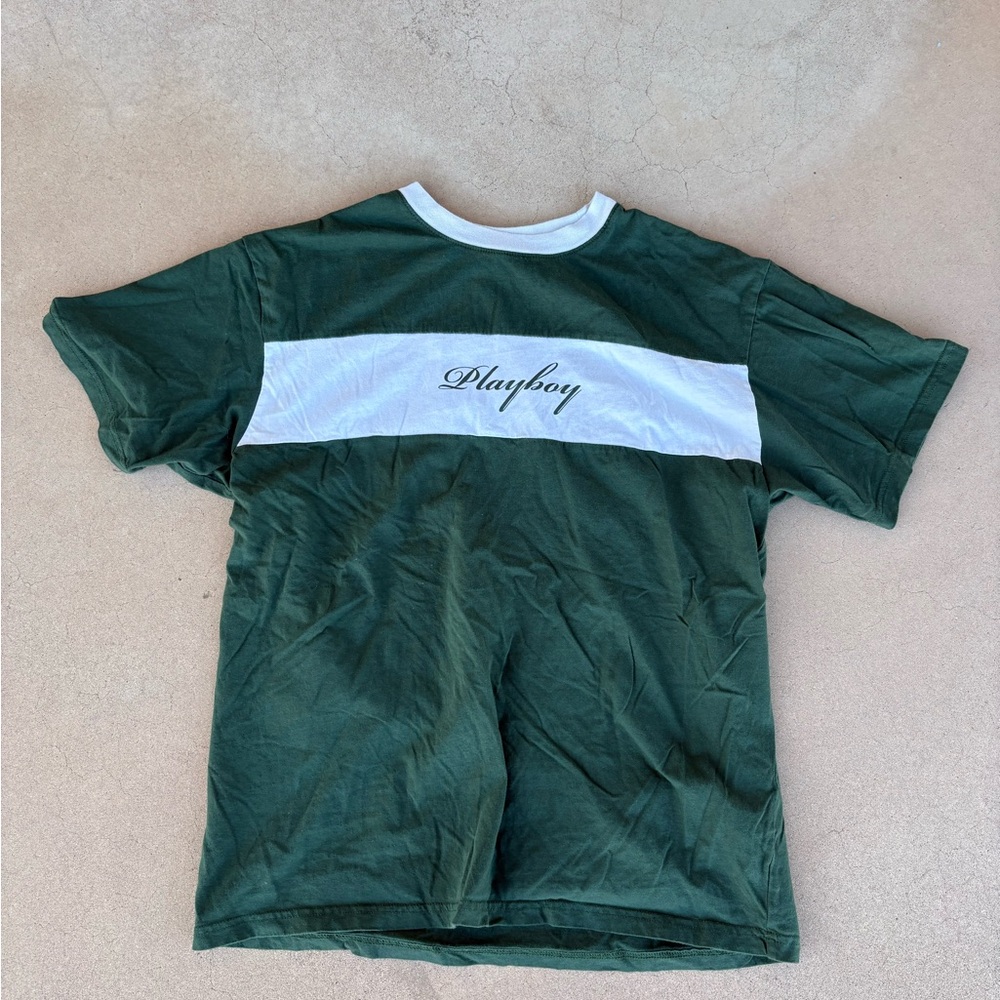 Playboy Forest Green Tee with White Stripe